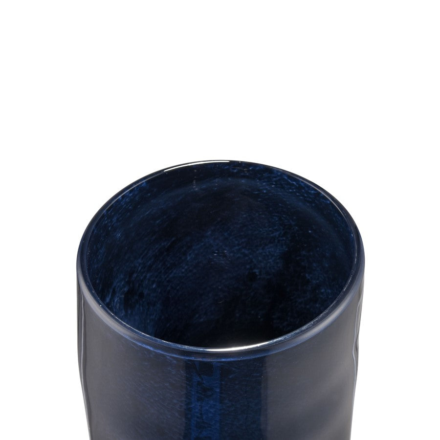 Atlas Lighting Alina Medium Vase | Navy Glass | Fresh Flowers & Modern Sculpture | 6.5 x 6 x 8 in | Model AC11024-02