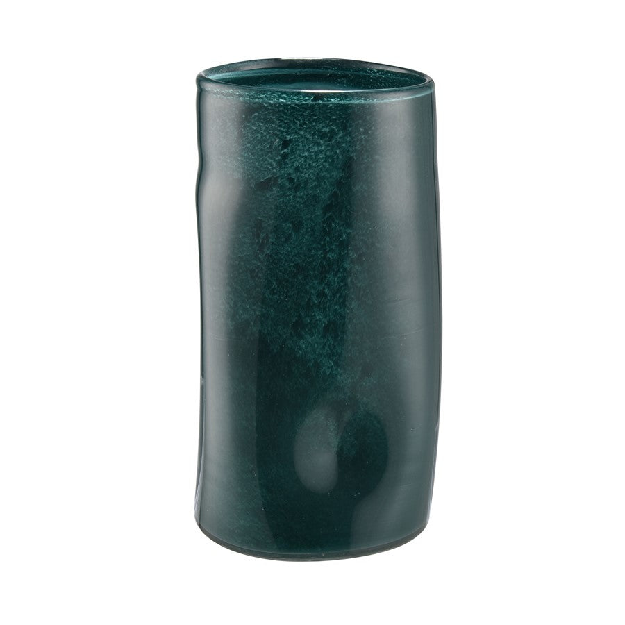 Atlas Lighting Alina 12in Dark Green Glass Vase | Modern Organic Texture | Living Room & Entryway Decor | 6 x 6.5 x 12 in | Model AC11024-04