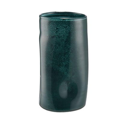 Atlas Lighting Alina 12in Dark Green Glass Vase | Modern Organic Texture | Living Room & Entryway Decor | 6 x 6.5 x 12 in | Model AC11024-04
