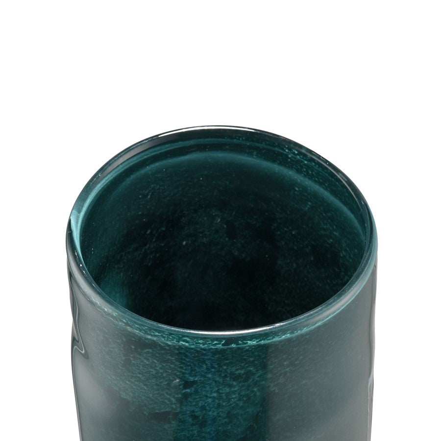 Atlas Lighting Alina 12in Dark Green Glass Vase | Modern Organic Texture | Living Room & Entryway Decor | 6 x 6.5 x 12 in | Model AC11024-04