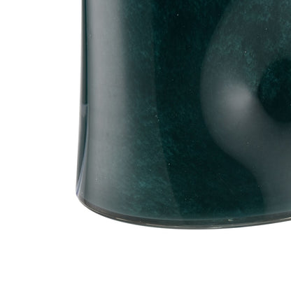 Atlas Lighting Alina 12in Dark Green Glass Vase | Modern Organic Texture | Living Room & Entryway Decor | 6 x 6.5 x 12 in | Model AC11024-04