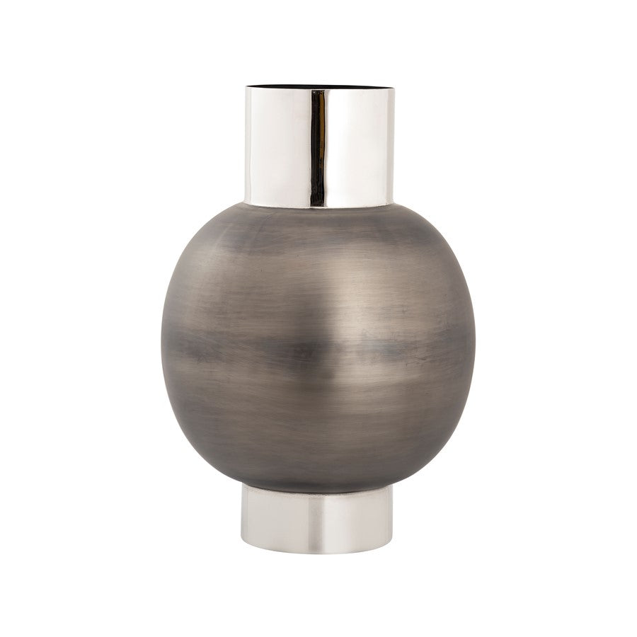 Atlas Lighting Allred 26in Brushed Gunmetal Metal Vase | Two-Tone Modern Sculpture | Living Room & Entryway Decor | Model AC11026-01