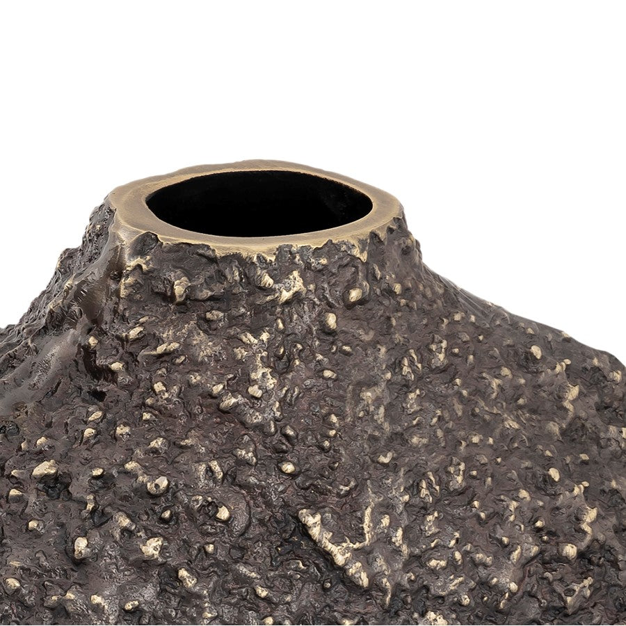 Atlas Lighting Alston 12in Bronze Metal Vase | Textured Organic Sculpture | Shelf & Tabletop Decor | 8 x 5.25 x 12.5 in | Model AC11028-01