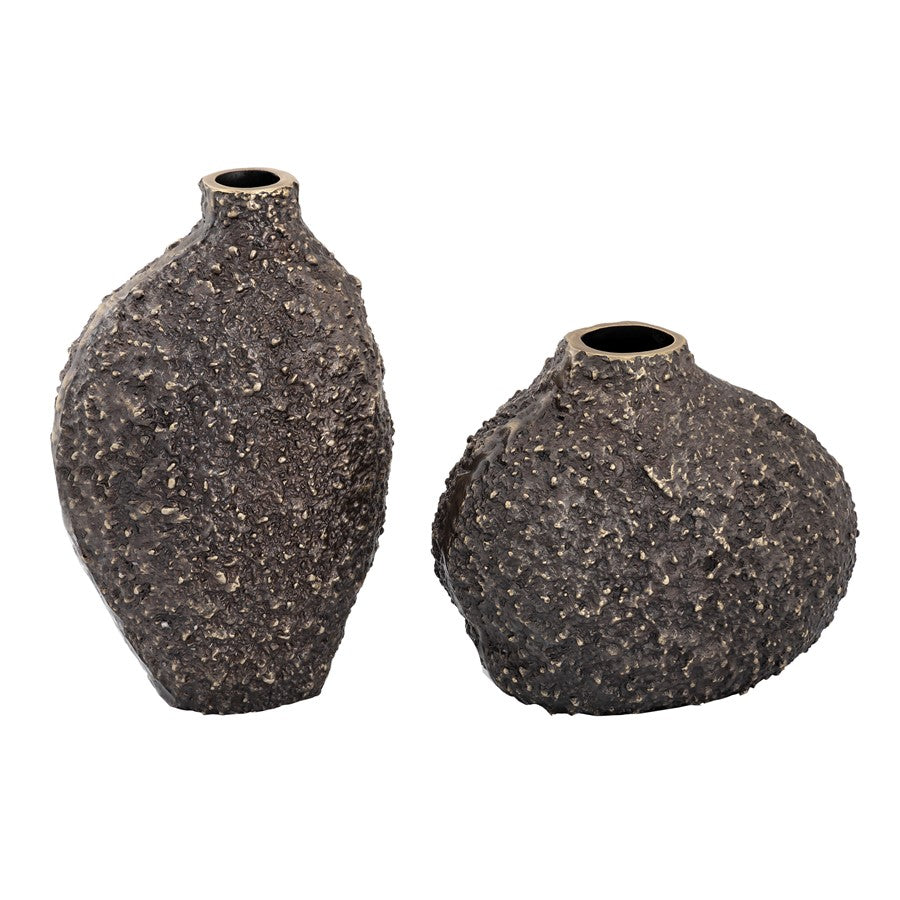 Atlas Lighting Alston 12in Bronze Metal Vase | Textured Organic Sculpture | Shelf & Tabletop Decor | 8 x 5.25 x 12.5 in | Model AC11028-01