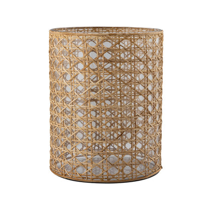 Atlas Lighting Alys Large Vase | Natural Rattan and Clear Glass | Coastal Living Room & Entryway Decor | 11 x 11 x 14 in | Model AC11029-02