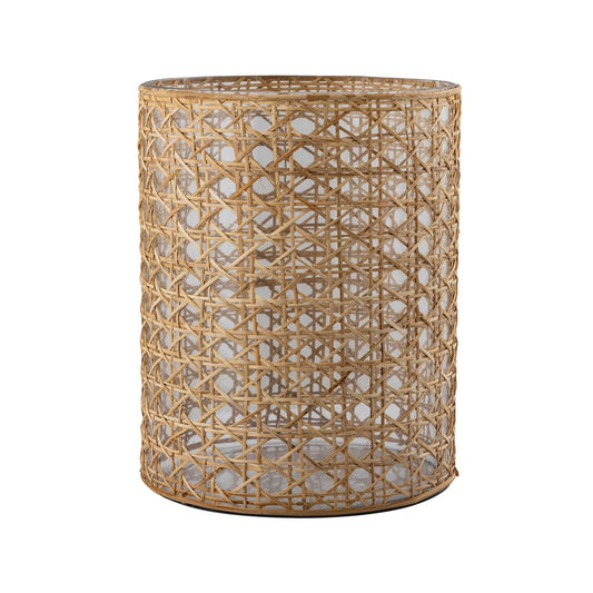 Atlas Lighting Alys Large Vase | Natural Rattan and Clear Glass | Coastal Living Room & Entryway Decor | 11 x 11 x 14 in | Model AC11029-02