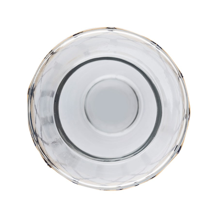 Atlas Lighting Alys Small Vase | Natural Rattan and Clear Glass | Coastal Living Room & Entryway Decor | 10 x 10 x 9.75 in | Model AC11030-01