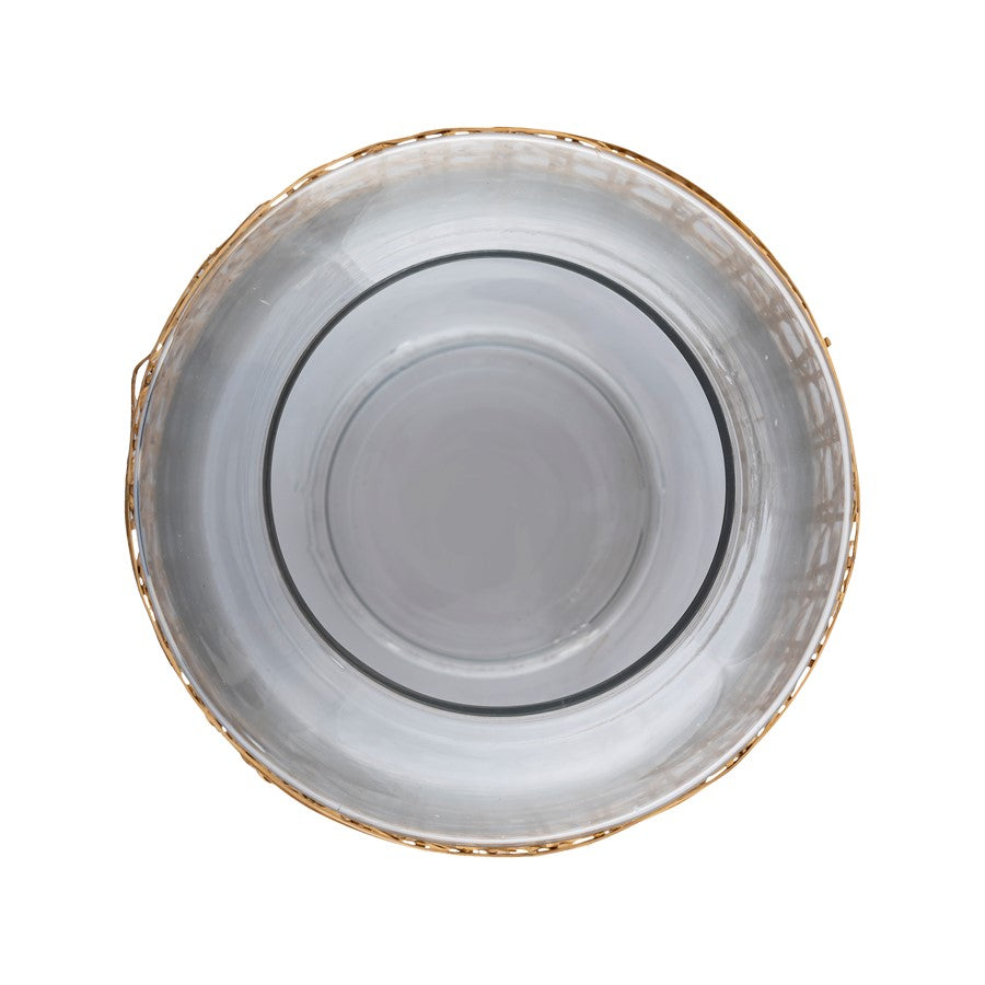 Atlas Lighting Alys Small Vase | Natural Rattan and Clear Glass | Coastal Living Room & Entryway Decor | 10 x 10 x 9.75 in | Model AC11030-01