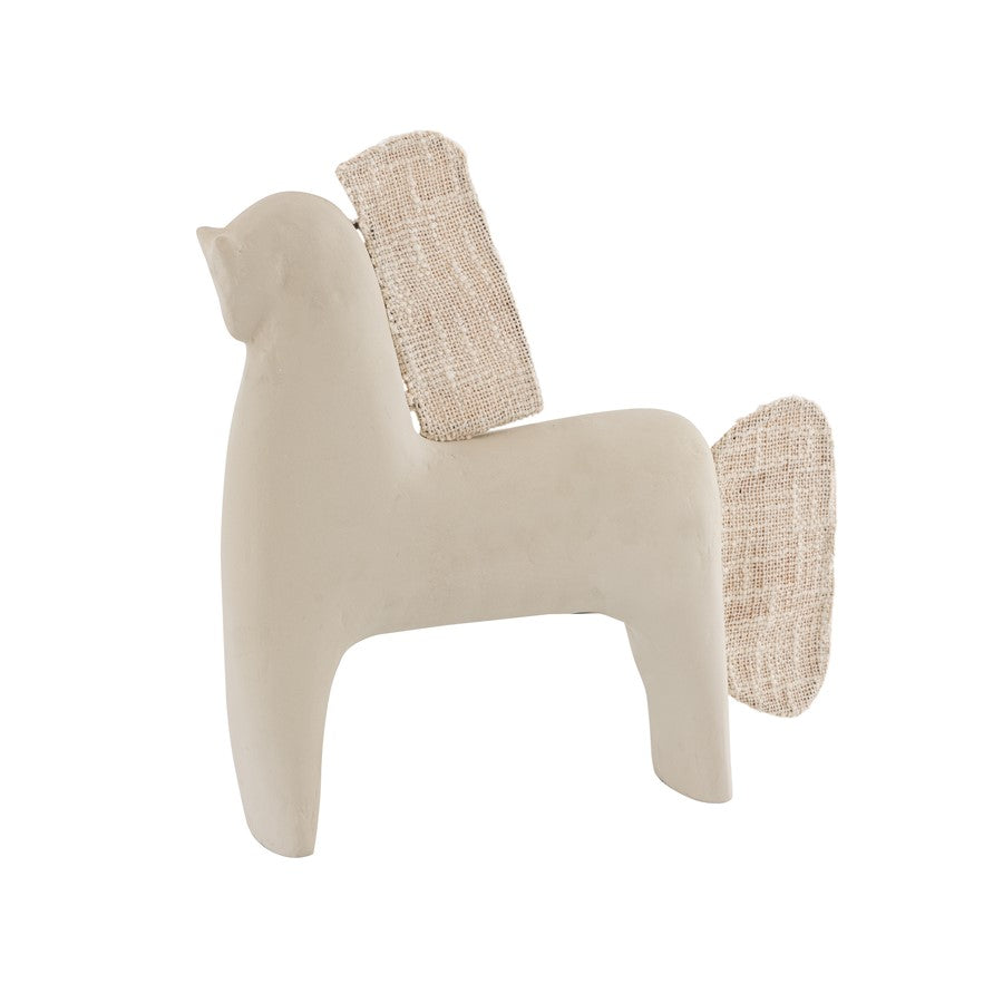 Atlas Lighting Amigo Horse Object | Modern Beige Composite & Cream Fabric Sculpture | Shelf & Tabletop Decor | 14 x 3 x 13.5 in | Model AC11032-01