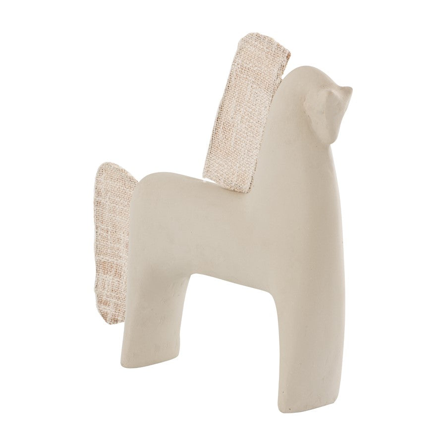Atlas Lighting Amigo Horse Object | Modern Beige Composite & Cream Fabric Sculpture | Shelf & Tabletop Decor | 14 x 3 x 13.5 in | Model AC11032-01