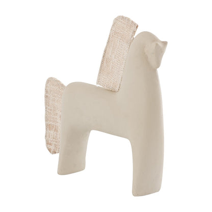 Atlas Lighting Amigo Horse Object | Modern Beige Composite & Cream Fabric Sculpture | Shelf & Tabletop Decor | 14 x 3 x 13.5 in | Model AC11032-01