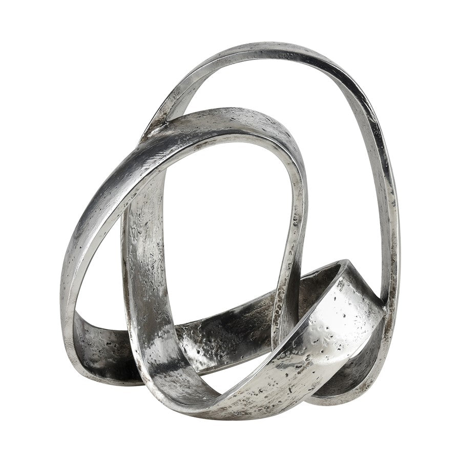 Atlas Lighting Amos Loop Sculpture | Modern Aged Silver Composite Abstract Art | Shelf & Tabletop Decor | 11.75 x 7.5 x 13 in | Model AC11033-01