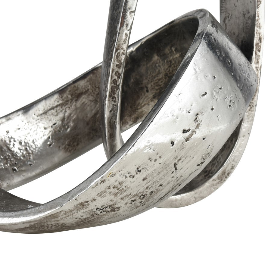 Atlas Lighting Amos Loop Sculpture | Modern Aged Silver Composite Abstract Art | Shelf & Tabletop Decor | 11.75 x 7.5 x 13 in | Model AC11033-01