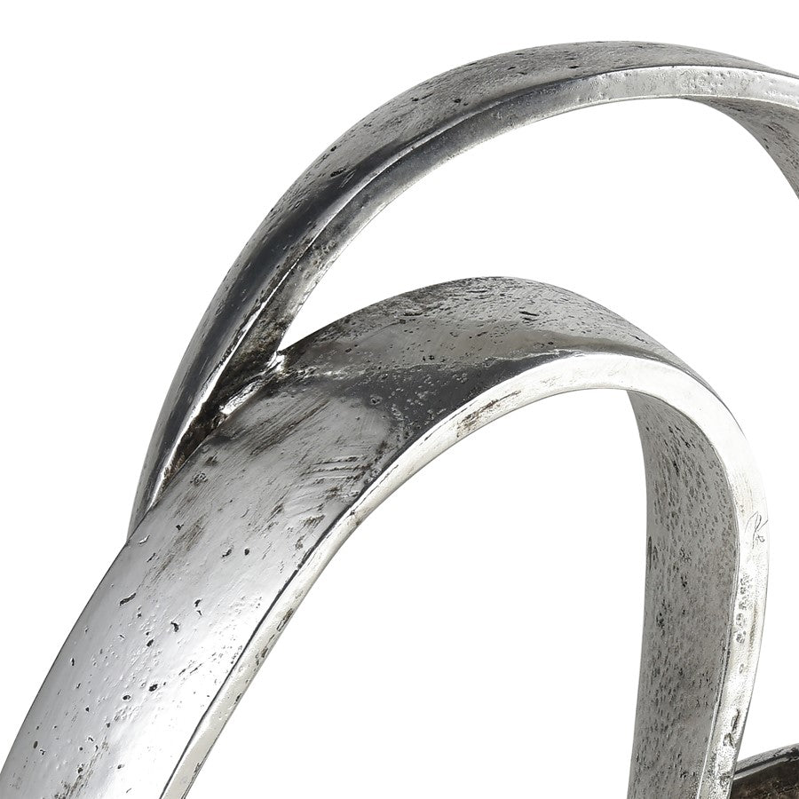 Atlas Lighting Amos Loop Sculpture | Modern Aged Silver Composite Abstract Art | Shelf & Tabletop Decor | 11.75 x 7.5 x 13 in | Model AC11033-01