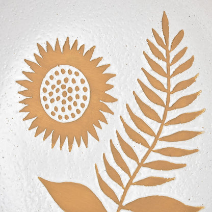 Atlas Lighting Annie Charger 15.5in Decorative Plate | White Earthenware with Sunflower Motif | Entryway & Dining Table Accent | Model AC11039-01
