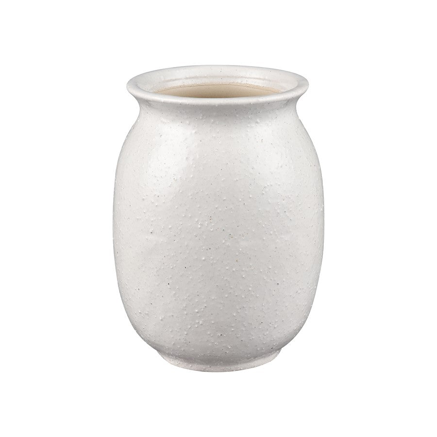 Atlas Lighting Annie Medium Vase 8.5in | White Earthenware with Sunflower Motif | Living Room & Entryway Decor | Model AC11040-01