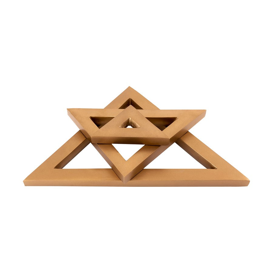 Atlas Lighting Ara Object Set of 3 | Gold Metal Decorative Triangles | Shelf & Tabletop Accent | 10 x 17 x 7 in | Model AC11044-01S