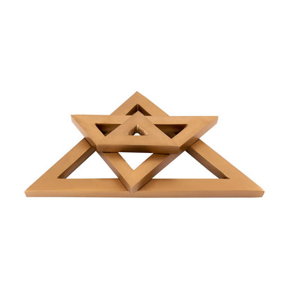 Atlas Lighting Ara Object Set of 3 | Gold Metal Decorative Triangles | Shelf & Tabletop Accent | 10 x 17 x 7 in | Model AC11044-01S
