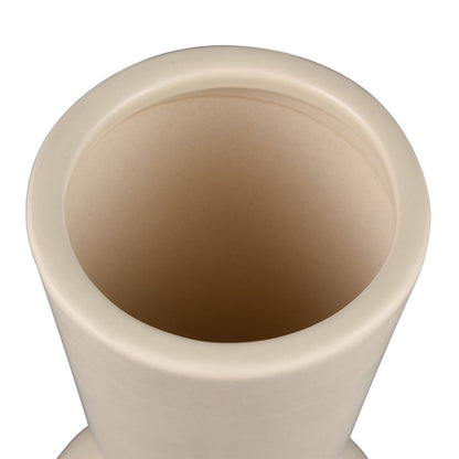 Atlas Lighting Arcas Medium Vase | Cream Earthenware | Modern Fluted Neck | Shelf & Tabletop Decor | 3.5 x 3.5 x 8 in | Model AC11046-01