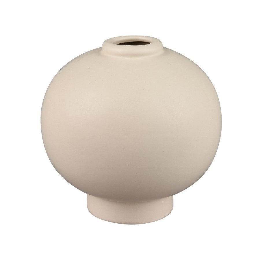 Atlas Lighting Arcas Small Vase | Cream Earthenware | Modern Bud Vase | Shelf & Tabletop Decor | 5.5 x 5.5 x 5.5 in | Model AC11047-01