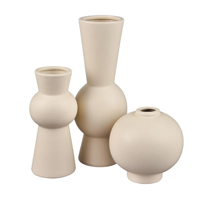 Atlas Lighting Arcas Small Vase | Cream Earthenware | Modern Bud Vase | Shelf & Tabletop Decor | 5.5 x 5.5 x 5.5 in | Model AC11047-01