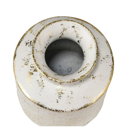 Atlas Lighting Ardoz Vase Set of 2 | Antique White & Gold Metal | Traditional Farmhouse Decor | 6.25 x 6.25 x 16 in | Model AC11050-01S