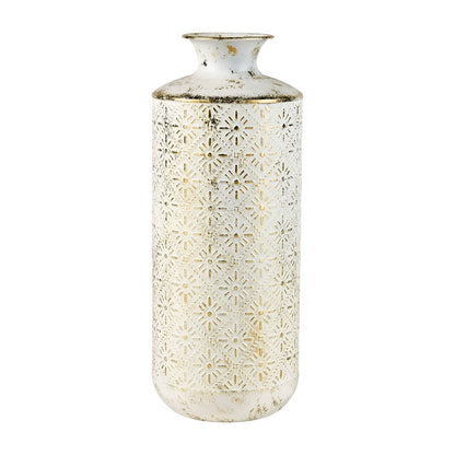 Atlas Lighting Ardoz Vase Set of 2 | Antique White & Gold Metal | Traditional Farmhouse Decor | 6.25 x 6.25 x 16 in | Model AC11050-01S