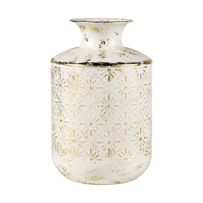 Atlas Lighting Ardoz Vase Set of 2 | Antique White & Gold Metal | Traditional Farmhouse Decor | 6.25 x 6.25 x 16 in | Model AC11050-01S