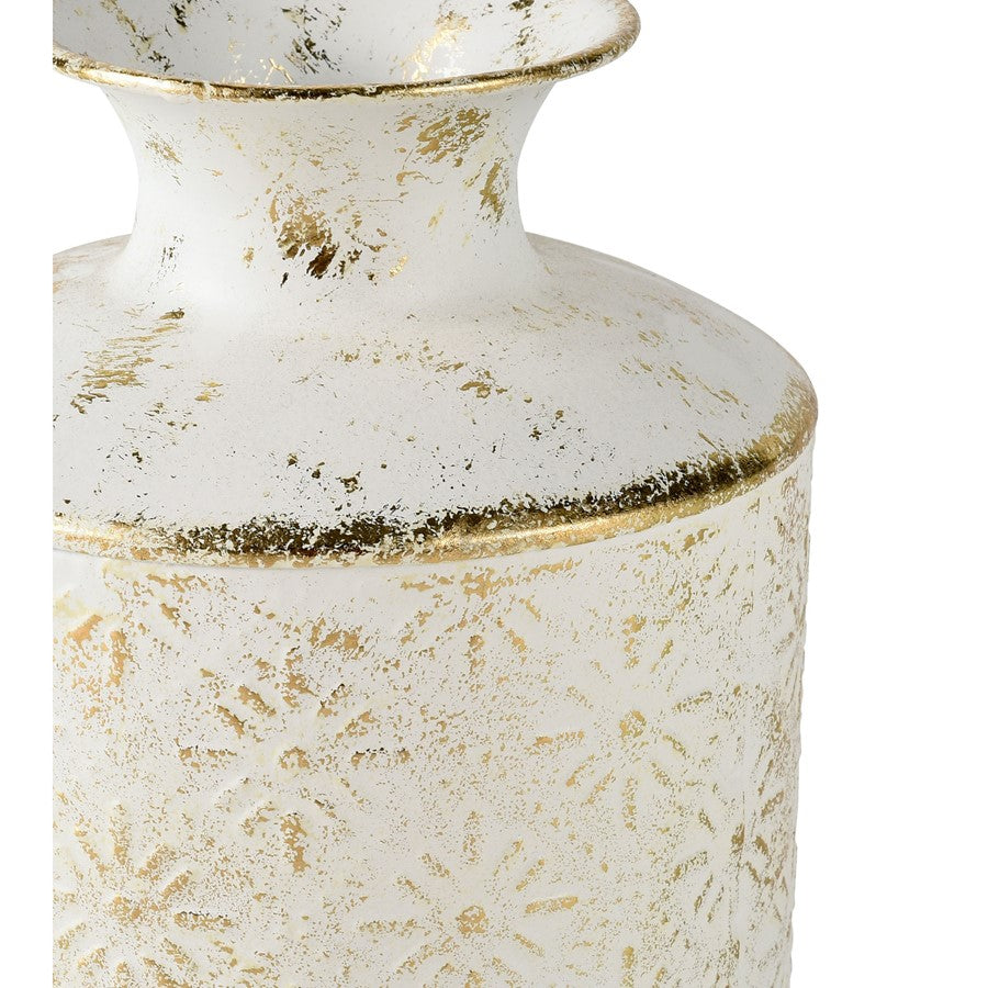 Atlas Lighting Ardoz Vase Set of 2 | Antique White & Gold Metal | Traditional Farmhouse Decor | 6.25 x 6.25 x 16 in | Model AC11050-01S
