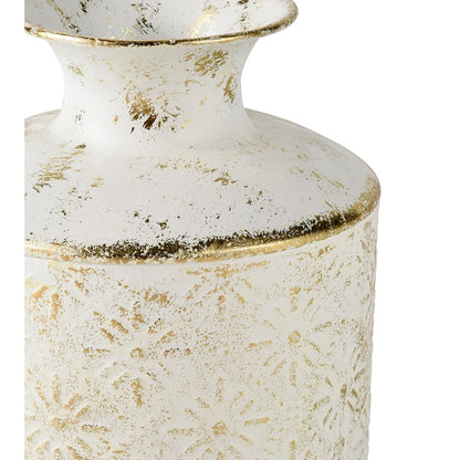 Atlas Lighting Ardoz Vase Set of 2 | Antique White & Gold Metal | Traditional Farmhouse Decor | 6.25 x 6.25 x 16 in | Model AC11050-01S