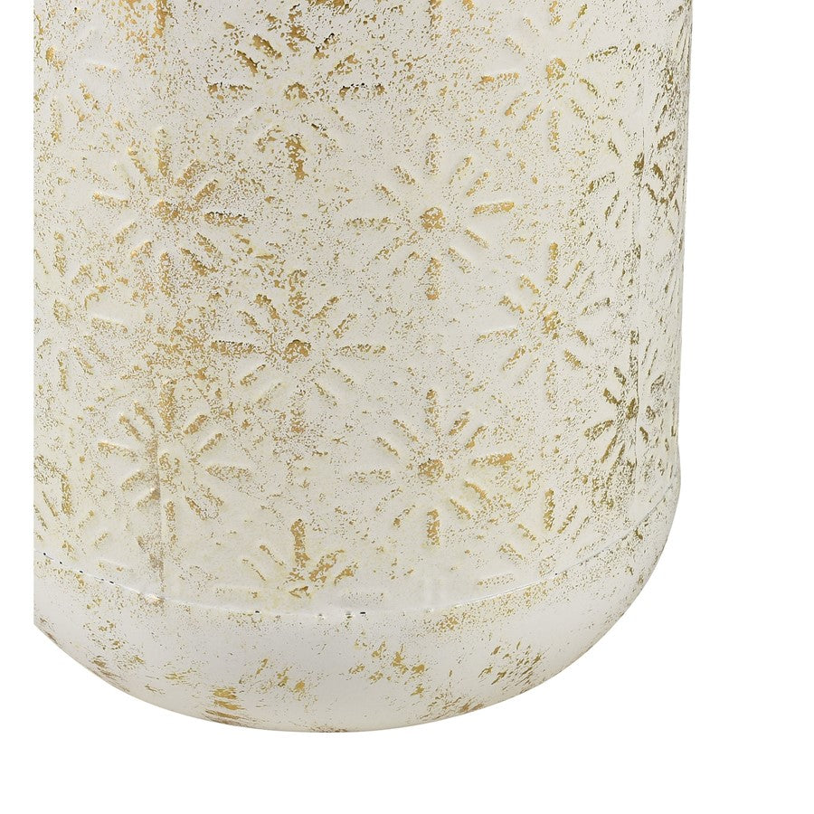 Atlas Lighting Ardoz Vase Set of 2 | Antique White & Gold Metal | Traditional Farmhouse Decor | 6.25 x 6.25 x 16 in | Model AC11050-01S