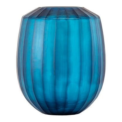 Atlas Aria Large Blue Glass Vase | Faceted Jewel Design | Living Room & Entryway Decor | 10 x 10 x 12.5 in | Model AC11051-01