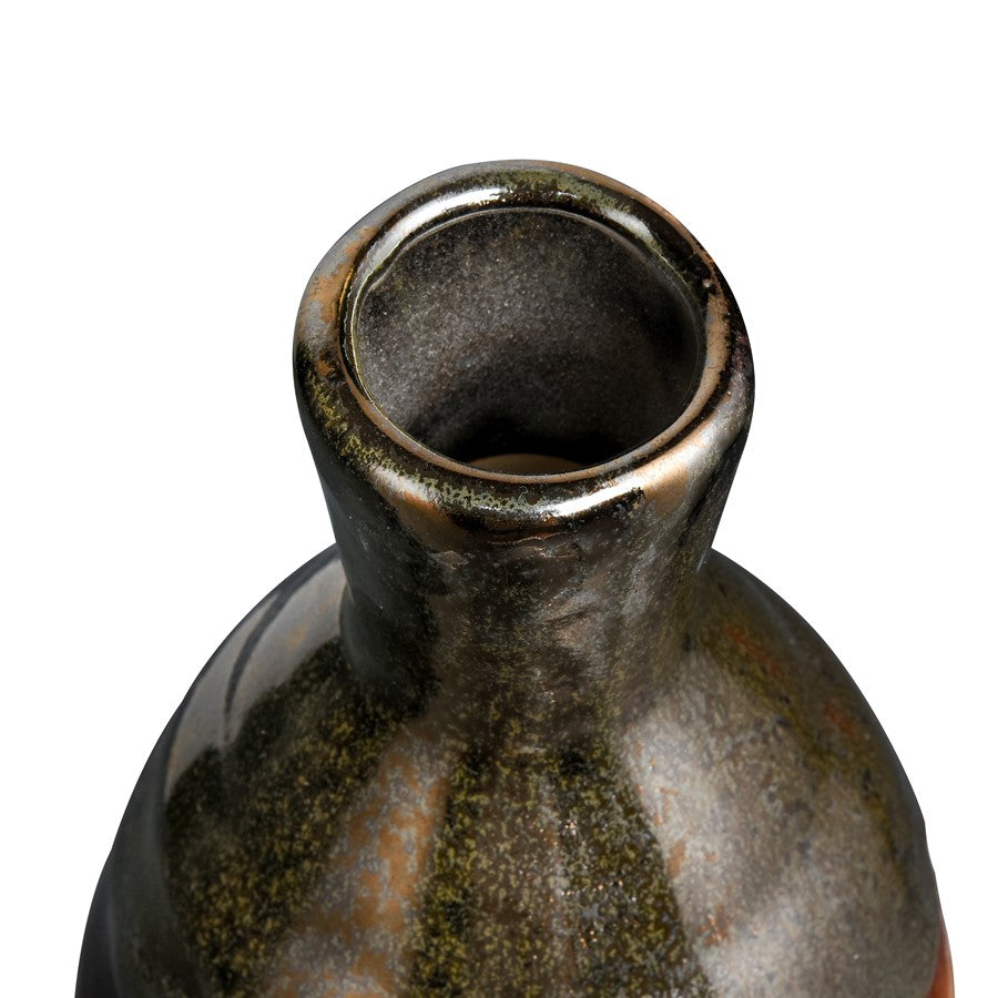 Atlas Arne Large Brown Reactive Earthenware Vase | Ombre Glaze | Entryway & Living Room Decor | 6 x 6 x 20 in | Model AC11054-01