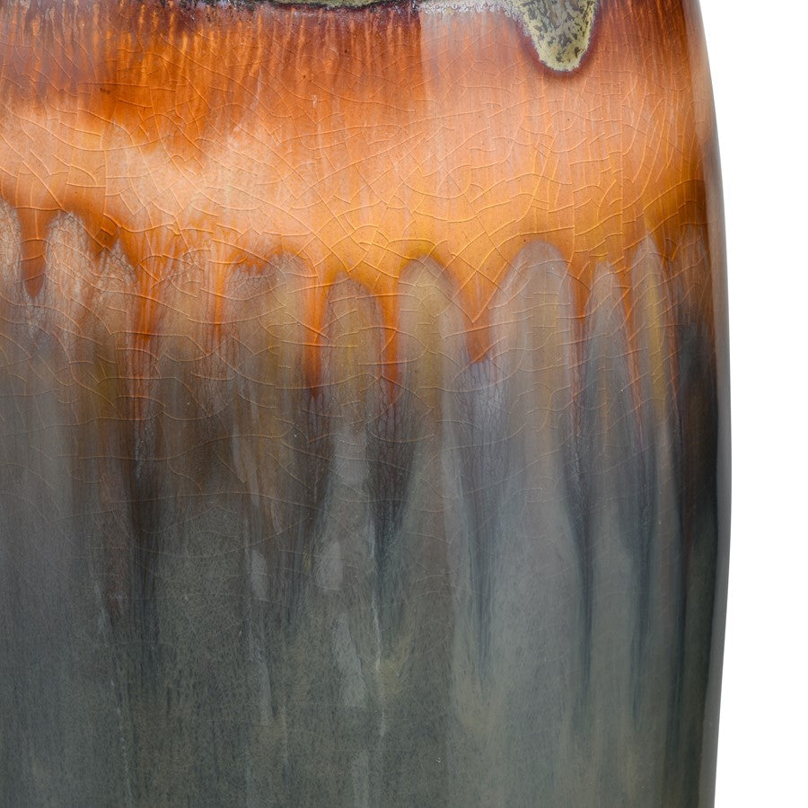 Atlas Arne Large Brown Reactive Earthenware Vase | Ombre Glaze | Entryway & Living Room Decor | 6 x 6 x 20 in | Model AC11054-01