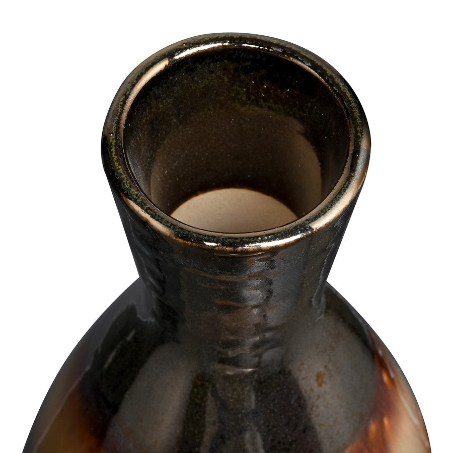 Atlas Lighting Arne Small Vase | Brown Reactive Earthenware | Living Room & Entryway Decor | 5.25 x 5.25 x 13.75 in | Model AC11055-01