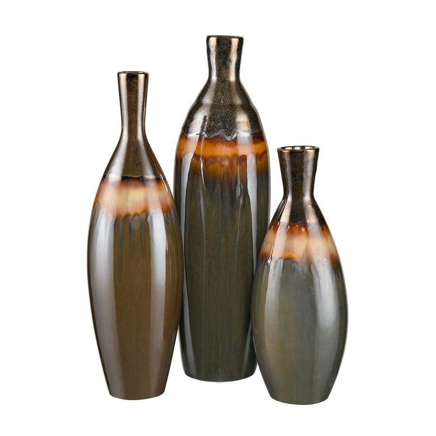 Atlas Lighting Arne Small Vase | Brown Reactive Earthenware | Living Room & Entryway Decor | 5.25 x 5.25 x 13.75 in | Model AC11055-01