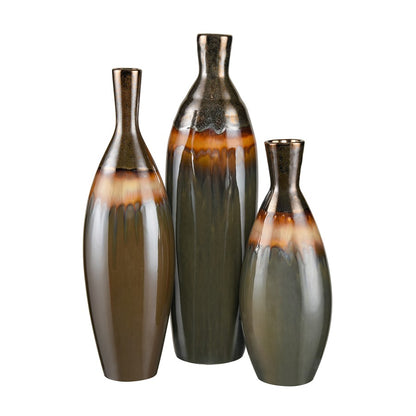 Atlas Lighting Arne Small Vase | Brown Reactive Earthenware | Living Room & Entryway Decor | 5.25 x 5.25 x 13.75 in | Model AC11055-01