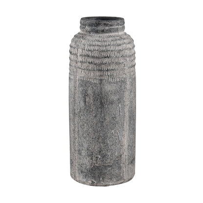 Atlas Lighting Ashe Large Vase | Antique Dark Gray Earthenware | Living Room & Entryway Decor | 6.75 x 6.75 x 15.5 in | Model AC11057-02
