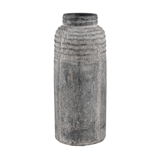 Atlas Lighting Ashe Large Vase | Antique Dark Gray Earthenware | Living Room & Entryway Decor | 6.75 x 6.75 x 15.5 in | Model AC11057-02