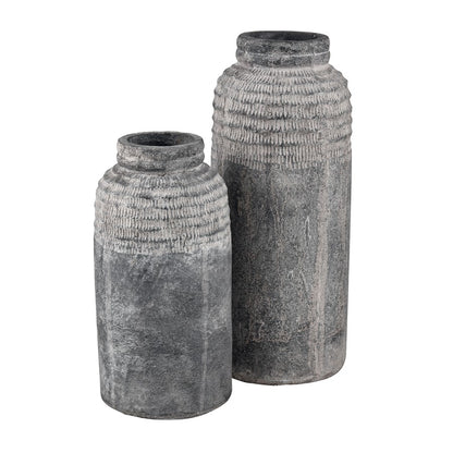 Atlas Lighting Ashe Large Vase | Antique Dark Gray Earthenware | Living Room & Entryway Decor | 6.75 x 6.75 x 15.5 in | Model AC11057-02