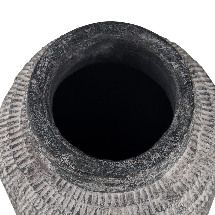 Atlas Lighting Ashe Large Vase | Antique Dark Gray Earthenware | Living Room & Entryway Decor | 6.75 x 6.75 x 15.5 in | Model AC11057-02