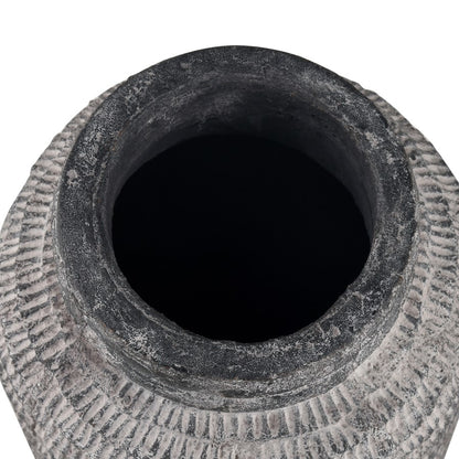 Atlas Lighting Ashe Large Vase | Antique Dark Gray Earthenware | Living Room & Entryway Decor | 6.75 x 6.75 x 15.5 in | Model AC11057-02