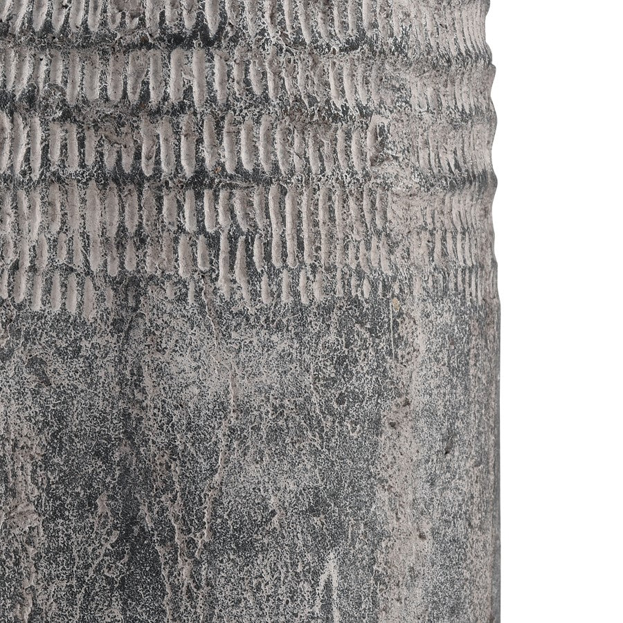 Atlas Lighting Ashe Large Vase | Antique Dark Gray Earthenware | Living Room & Entryway Decor | 6.75 x 6.75 x 15.5 in | Model AC11057-02