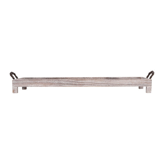 Atlas Lighting Ashwood 32in Long Serving Tray | Natural Wood with Brass Handles | Coffee Table & Kitchen Counter | Model AC11060-01