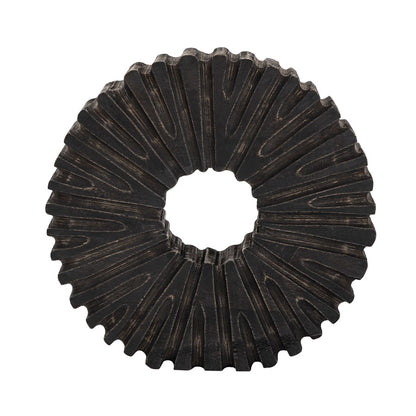Atlas Lighting Aston 9in Round Tabletop Sculpture | Black Mango Wood Sunburst | Bookshelf & Credenza Decor | 9 x 2 x 9 in | Model AC11061-01