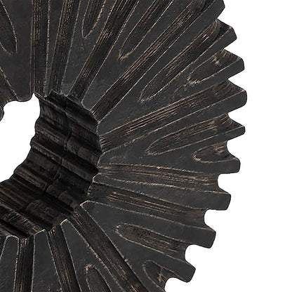 Atlas Lighting Aston 9in Round Tabletop Sculpture | Black Mango Wood Sunburst | Bookshelf & Credenza Decor | 9 x 2 x 9 in | Model AC11061-01
