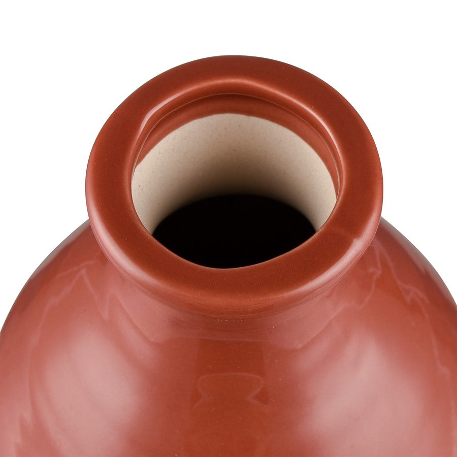 Atlas Lighting Baer 4in Set of 3 Bud Vases | Brick Red & Stone Gray Earthenware | Shelf & Tabletop Decor | 4 x 4 x 6 in | Model AC11065-01S