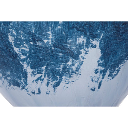 Atlas Lighting Bahama Small Vase | Blue Ombre Glass with Nickel Rim | Living Room & Entryway Decor | 8 x 8 x 12 in | Model AC11066-01