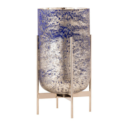Atlas Lighting Bailey Large Vase | Antique Silver Glass with Gold Stand | Living Room & Entryway Decor | 8 x 8 x 12 in | Model AC11067-02