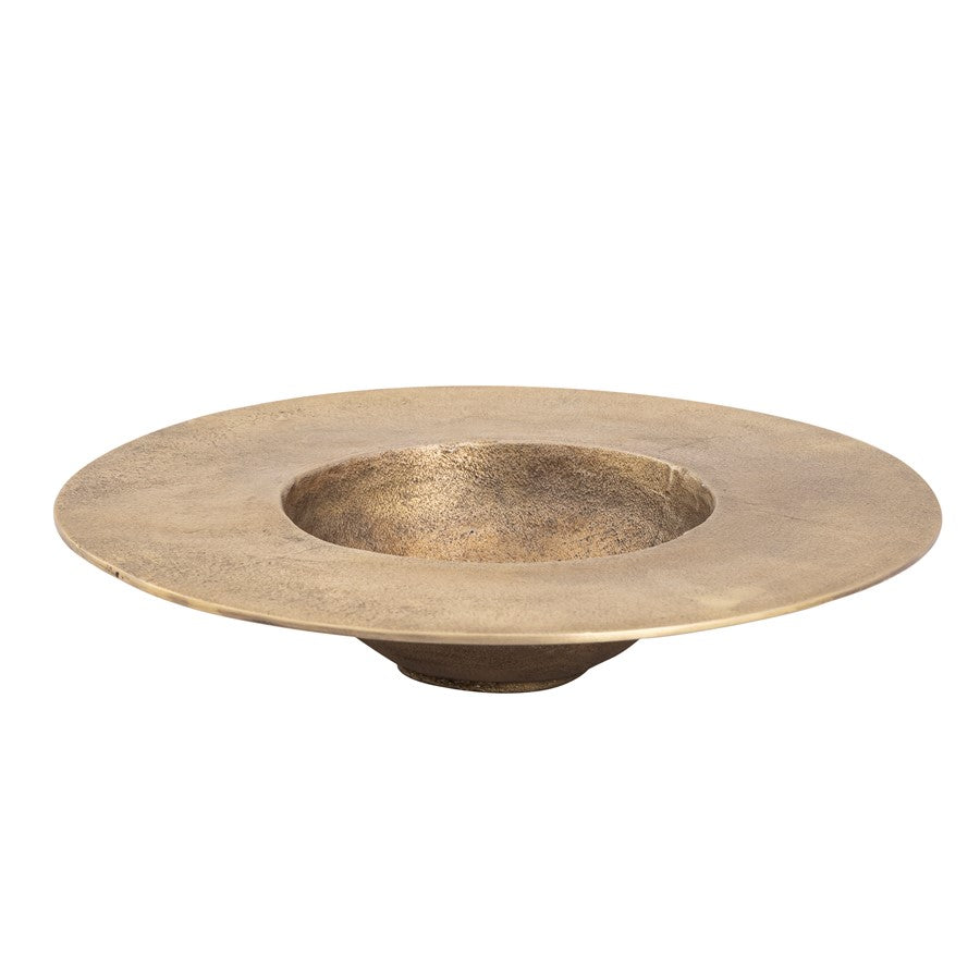 Atlas Lighting Barish 16in Round Decorative Plate | Aged Brass Hammered Metal | Wall Hanging & Entertaining | 16 x 16 x 4 in | Model AC11072-01